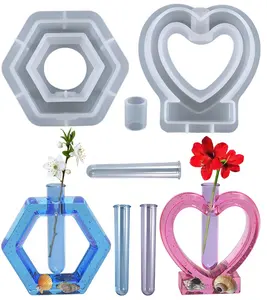 Resin Mold for Plant Propagation Station Epoxy Heart Shape Vase Silicone Mold Resin Casting Mould Hydroponic Flowers Home Decor