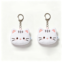 Porte-clés en peluche tête de chat mignon en gros, mini-animaux en peluche doux, breloques de sac, jouets personnalisés en peluche pour cadeau