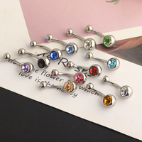 Anneaux de nombril en titane F136 avec double pierre, mélange de 12 couleurs au choix, piercing de nombril de haute qualité, barre de nombril