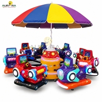 Manège compact électrique en forme d'avion avec mouvement vertical, 6 places, éclairage LED, pour les opérateurs de centres d'amusement pour enfants