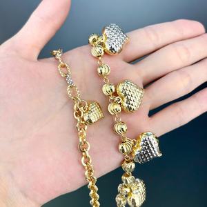 JXX Fahsion Jewelry Heart Bead Bracelet Silver and Gold-Plated Link Chain for Women Brass Bracelet - Product Image 2