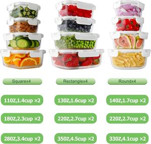 Lock Lid High Borosilicate Glass Food Container <b>Set</b> with Oven and Microwavable Features Back to School Ready - Product Image 3