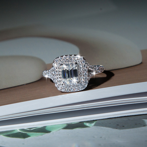 Ready to Ship S925 Sterling <strong>Silver</strong> 5*7mm 1ct <strong>Emerald</strong> Cut Moissanite <strong>Ring</strong> for Women Engagement Wedding Band - Product Image 6