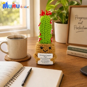 Planta de <span class=keywords><strong>Cactus</strong></span> de Ganchillo Hecha a Mano en Maceta, Decoración de Escritorio de Apoyo Emocional Duradero, Regalo, Venta al por Mayor, Logotipo Personalizado, OEM, ODM - Product Image 3