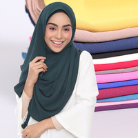 Nouvelles couleurs disponibles en stock châle instantané en mousseline de soie femme musulmane double boucle en mousseline de soie hijab écharpe malaisie instantanée hijab