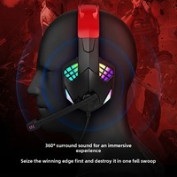 Headset Gaming ENC Peredam Kebisingan Lingkungan Pencahayaan RGB Kabel USB Mikrofon HD 360° Olahraga Earphone Unisex