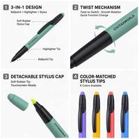 Stylo bille fluorescent à double pointe sensible au toucher 3 en 1, surligneur coloré rotatif pour écrans tactiles