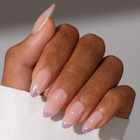 Kit de faux ongles réutilisables courts en amande, de haute qualité, en gel souple, avec pointe française laser, pour pose facile (vente en gros)