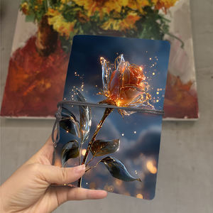 Carnet A6 avec <span class=keywords><strong>d</strong></span>écoration de feuille Cadeau <span class=keywords><strong>d</strong></span>'anniversaire de travail pour assistants administratifs avec verre comme rose avec Ef étincelant - Product Image 1