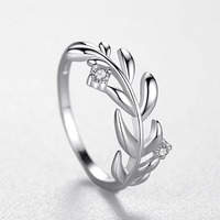 Lot de superbes bagues en argent 925 avec feuilles en zircon cubique, finition polie miroir, bijoux fins de qualité supérieure pour usage quotidien et mariages, vente en gros