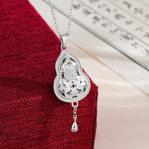 Collar de plata de ley S925 con colgante de nube auspiciosa, cadena para suéter, diseño de filigrana de estilo chino tradicional para mujer - Product Image 3