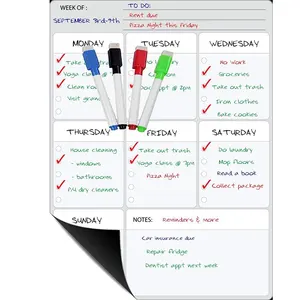 Magnetischer wöchentlich-täglicher Zeitplan-Kalender Schreiben Kühlschrank-Magnete Aufgaben Diagramm Trockenwischenablasung Whiteboard Trockenwischenablasungskalender