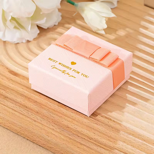 Custom Logo Modern Stylish Cardboard Paper Jewelry Packaging <b>Boxes</b> with Lid Necklace <b>Earring</b> Bowknot Ribbon Ring Box in Carton - Product Image 5
