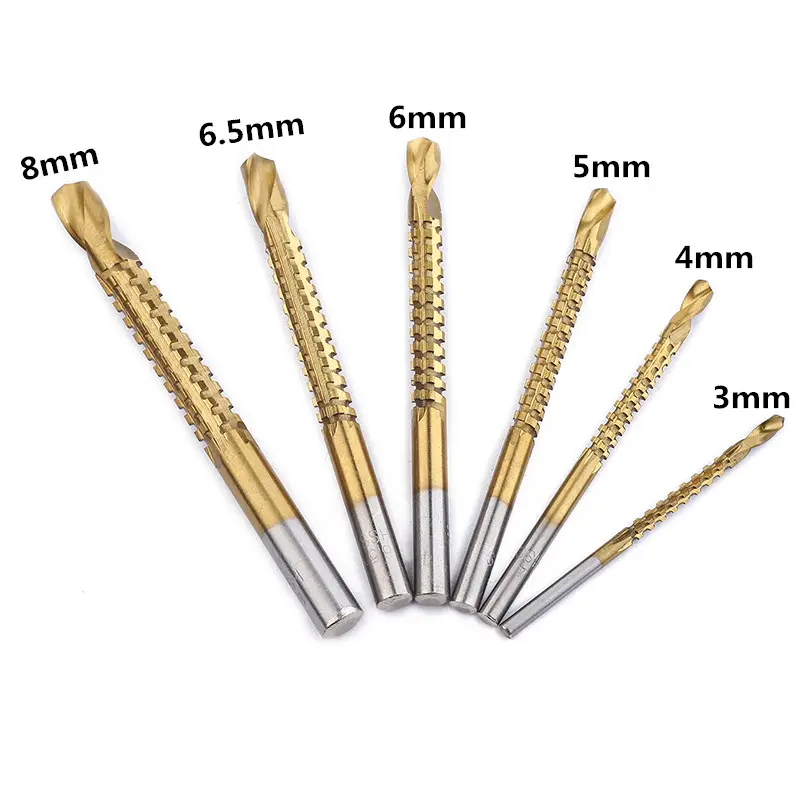 Broca para furadeira, 3-8mm titânio revestido hss broca furadeira elétrica de plástico metal buraco broca serra de carpinteiro ferramentas para trabalhar madeira