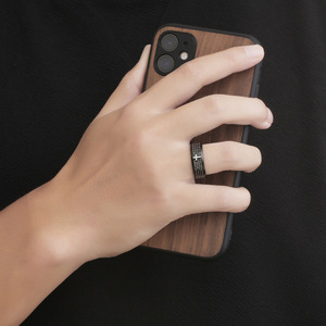 Men's Black Stainless Steel Cross <b>Ring</b> SA1125 Minimalist Jewelry Gift - Product Image 4