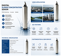 RS485 Digitaler MLSS-Sensor Schlammkonzentrationsmesser mit Automatischer Reinigung für Abwasserbehandlungsanlagen und Sedimentationstanks