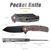 Couteau léger en fibre de carbone, acier D2, couteau de poche tranchant, couteau pliant tactique EDC de qualité supérieure, haute dureté, pour la chasse et la survie