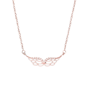 Collier pendentif ailes en or rose avec zircone cubique pour femmes, bijoux romantiques à porter au quotidien, chaîne en alliage, cadeau - Product Image 1