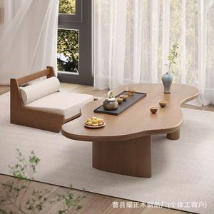 Mesa de té nórdica de madera maciza, adecuada para uso doméstico, balcón, sala de estar, mesa de té con forma de nube, creativa, única, minimalista - Product Image 4