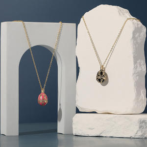 Style <span class=keywords><strong>russe</strong></span> Fabergé coloré oeuf de caille pendentif collier <span class=keywords><strong>bijoux</strong></span> saint valentin cadeau - Product Image 2