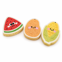 Kit de Gros d'Éponges Comprimées en Cellulose Personnalisées et Adorables (Fruits et Légumes) pour la Cuisine : Pastèque, Maïs, Pomme de Terre - Nettoyage Extensible