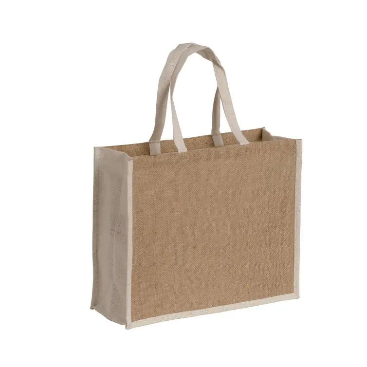Nuovo Design all'ingrosso Plain Shopper borsa personalizzata stampata grande stile naturale Eco Friendly juta Shopping Bag con loghi