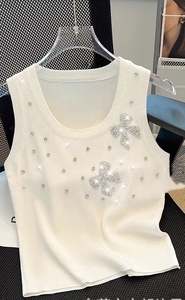 Viviblook Z722ST06 Women Casual Suit <b>Knitted</b> Sleeveless Tank Top Lace Mini Skirts Cake Skirt Two Piece <b>Set</b> for Ladies - Product Image 2