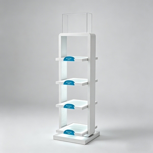 Exhibidor de Madera para Productos de Cuidado de la Piel con Soporte para Folletos de Acrílico y Estantes Iluminados - Product Image 1