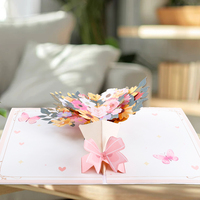 Carte d'anniversaire en gros pour 180e anniversaire avec fleurs 3D pop-up, musique, papier blanc neige, impression offset, cadeaux originaux