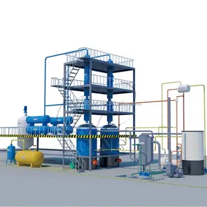 Automatic waste used engine motor lubricating crude oil recycling distillation plant with vacuum system