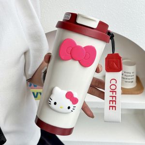 Copo Térmico de Aço Inoxidável 316 de Grande Capacidade com Design de Desenho Animado Fofo, Copo Portátil para Estudantes com Canudo a Vácuo para Café e Chá - Product Image 6