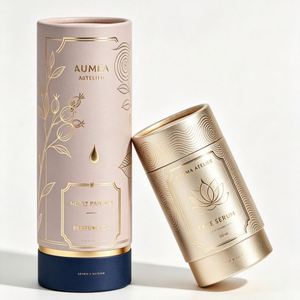 AUMA ATELIER No.12 Perfume Oil 50ml Silicone Coated Four-Color Printed Glossy Laminated Gold Foil Paper Tube Packaging - Product Image 1