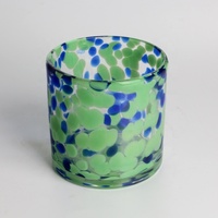 Bougie en verre soufflé à la main en forme de cylindre, motif léopard brun coloré, imitation écaille de tortue