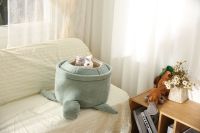 Lit pour animaux de compagnie en forme de tortue de mer, en velours côtelé doux, confortable, nid de sommeil pour chat