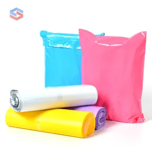 Instock Colorido Polymailer Mailing Bags Rosa Azul Blanco Plástico Poly Mailer Custom Logo Mail Courier Sobre Bolsa