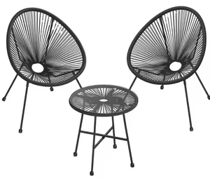 Hình bầu dục dệt phòng chờ Patio <span class=keywords><strong>wicker</strong></span> Bistro ghế thiết lập sang trọng trong nhà ngoài trời giải trí kim loại thép acapulco ngăn xếp ghế ngoài trời bảng - Product Image 4