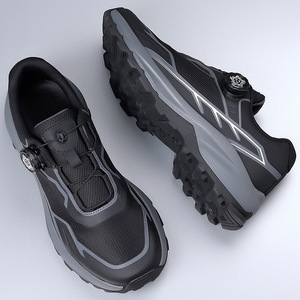 รองเท้าวิ่งผู้ชายสีเทาสีดำแบบมีหัวเข็มขัด พื้นรองเท้านุ่ม สปอร์ต ลำลอง ทนทานต่อการสึกหรอ 2551 - Product Image 2