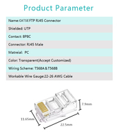 Haute qualité Cat5e plaqué or RJ45 8P8C prise Transparent PC RJ45 connecteur prix compétitif usine directe accessoire