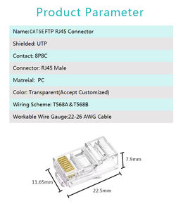 Haute qualité Cat5e plaqué or RJ45 8P8C prise Transparent <span class=keywords><strong>PC</strong></span> RJ45 connecteur prix compétitif usine directe accessoire - Product Image 4