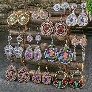 Boucles d'oreilles pendantes de style bohème, argent tibétain, turquoise, bijoux de mode pour femmes, cadeau 2024 - Product Image 2