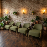Fauteuil Minimaliste en Velours avec Structure Métallique pour Appartement, Salle à Manger, Salon, Hall d'Hôtel, Bureau, Réception, Salle d'Attente
