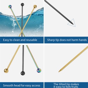 Brochetas de Acero Inoxidable para Barbacoa y Frutas, Agujas para Frutas, Decoraciones para Cócteles, Brochetas Metálicas para Vino - Product Image 6