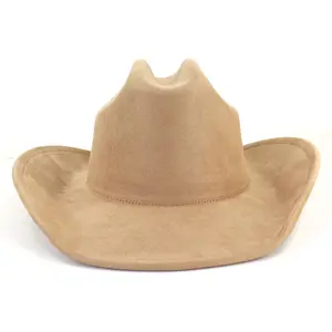 2023 New Trends High Quality Wide Brim Vegan Suede Cowboy Hats Suede felt Fedora Hat for women and men
