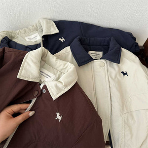 Tongxingyuan Children's Jacket 2026 Autumn New Arrival Boys Girls Color Block Lapel Cotton Coat Baby Cartoon Puppy Cotton Jacket - Product Image 3