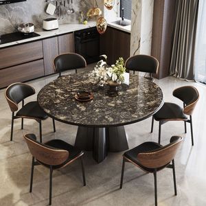 Juego de Mesa y Sillas de <span class=keywords><strong>Comedor</strong></span> Extensible y Plegable de Mármol Natural Estilo Minimalista Italiano para Apartamentos Pequeños, Muebles para el Hogar - Product Image 3