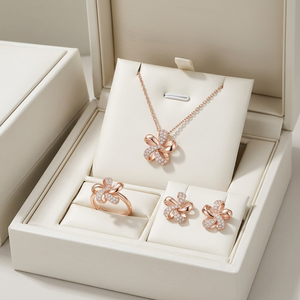 Nouvelle Collection Vente en Gros Fabricant Exportateur Bijoux Fins Design Floral Or Rose Massif 18K Diamants Naturels Clous d'Oreilles - Product Image 5