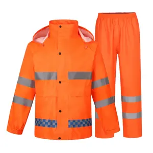 Ant5男女通用防水夹克裤子套装高能见度反光安全服，带雨衣PPE，适合白天户外使用