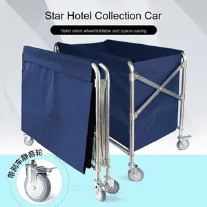Hotel Collectie Linnen Kar Vierkant Recycling <span class=keywords><strong>Trolley</strong></span> Met Conische Roestvrij Staal Voor Wasruimte En Gastenservice - Product Image 4