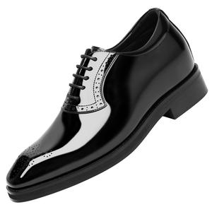Chaussures Derby habillées haut de gamme pour hommes, rehaussantes de 8 cm, à lacets, en cuir verni brillant, à bout carré - Product Image 5
