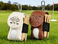Porte-balles de golf personnalisé avec logo monogramme, gravure laser personnalisée, pochette en cuir PU, cadeau personnalisé pour tournoi de golf